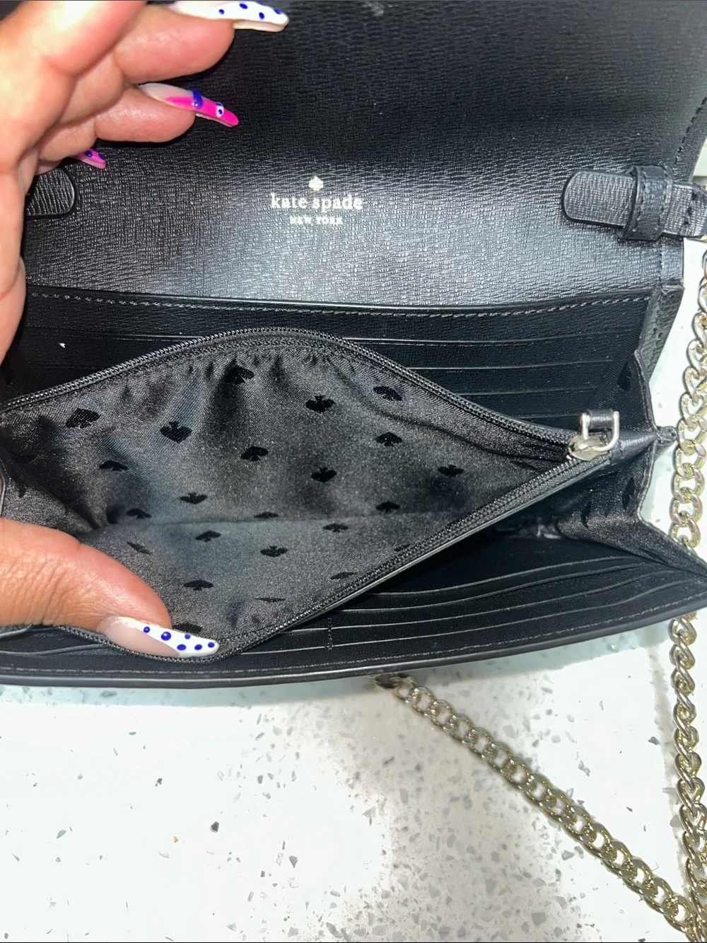 EUC Kate Spade Black Crossbody Wallet on Chain